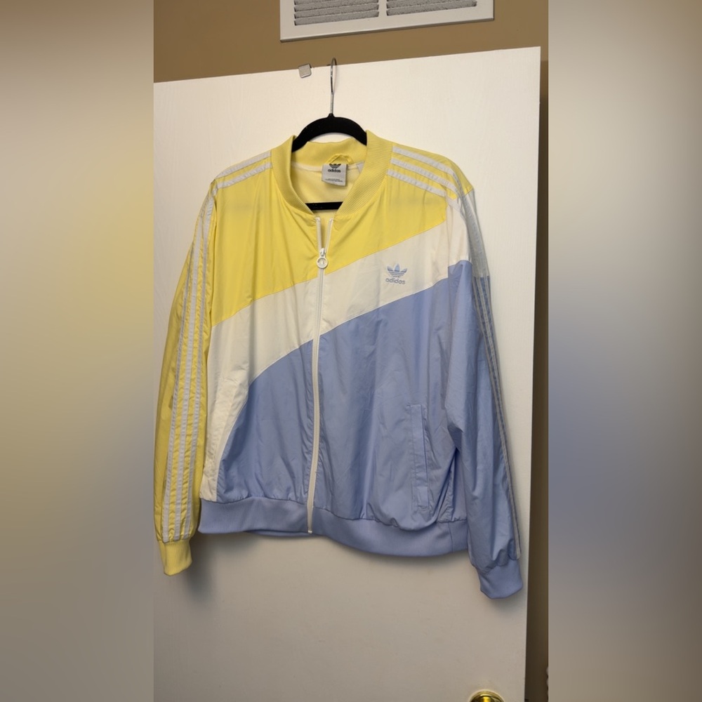Adidas Yellow and Light Blue Track Jacket